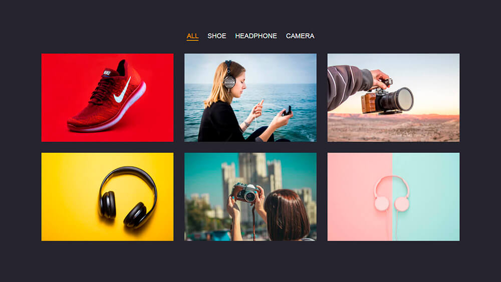 Example for Filterable image gallery